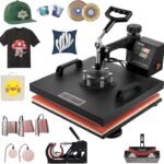 VEVOR Heat Press Machine 8 in 1 Heat Press 15×15 Inch Heat Transfer Machine 360-Degree Swing Away Digital Tshirt Press Multifunction Heat Transfer Sublimation for T Shirts Mugs Hats Plates Caps