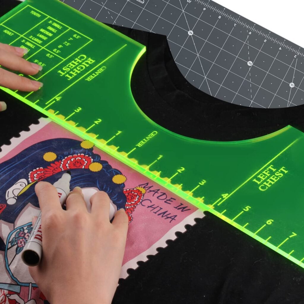 T-Shirt Rulers Guide,Alignment Ruler Shirt Measurement Tool for Applying Vinyl and Sublimation Designs On Shirts with Size Chart Built-in – HTV Alignment Tool