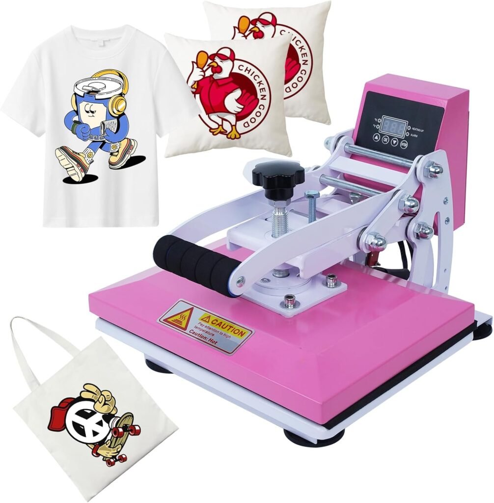 MECOLOUR Heat Press 9 x12 Digital Heat Press Machine Fast Heating, High Pressure Heat Press Machine for T-Shirt, Power Digital Industrial Sublimation Printer for Heat Transfer Vinyl Pink