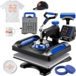 VEVOR Heat Press, Upgrade 5 in 1 Heat Press Machine for T-Shirt Hat Cap Mug Plate Combo Sublimation, 12×15 inch Anti-Scald Fast Swing Away Digital Control Multifunction, Blue 800w