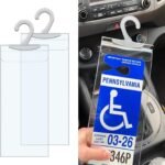 2 PCS Handicap Placard Holder for Auto, 11.6″ x 5″ Ultra Transparent Disabled Parking Permit Holder with Large Hanger, Disability Placard Protective Cover Holder for Car Sun Visor