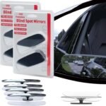 4pcs Slender Blind Spot Mirror for Car, Car Blind Spot Frameless Convex HD Glass BlindSpot Mirrors Side Mirror, Rear View Mirror with Wide Angle Adjustable Stick for Cars