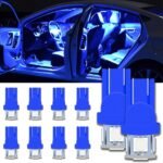 168 T10 2825 5SMD LED Bulb, 10PCS DC 12V T10 Wedge 194 6000K LED Light Bulb License Plate Bulb 158 501 W5W Interior Car Lights Dome Map Door Trunk Courtesy License Plate Lights(Blue)