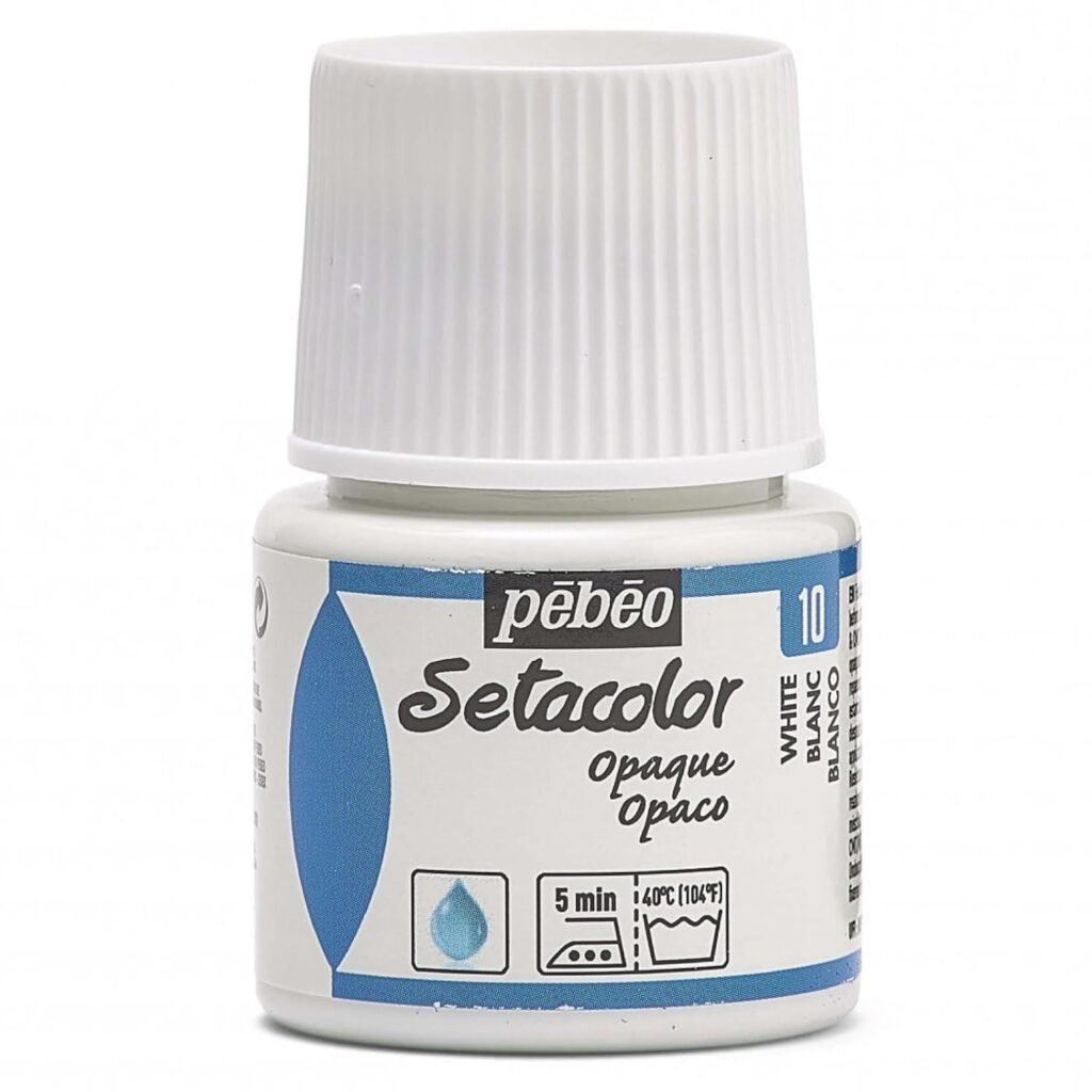 Pebeo Setacolor Opaque Fabric Paint 45-Milliliter Bottle, Titanium White