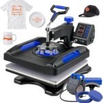 VEVOR Heat Press, 12 x 15inches 800W Heat Press Machine, Sublimation 5 in 1 Combo Sublimation Transfer, Dual Digital Heat Press Transfer, Vinyl Transfer Printer for T Shirts Mugs Caps Plates, Blue