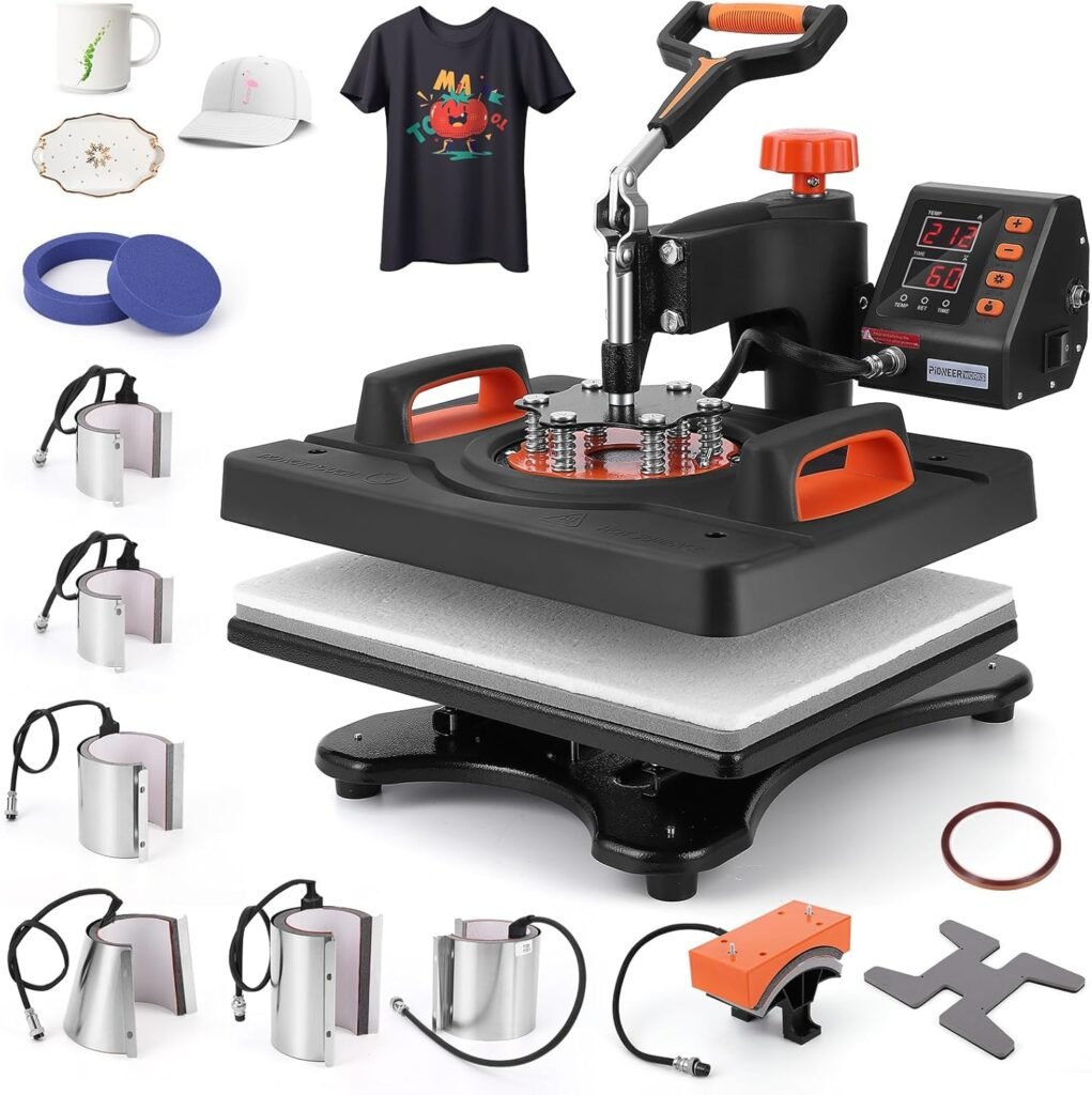 Heat Press Machine 11 in 1 T Shirt Press Machine 360° Swing Away Digital Shirt Printing Machine Multifunction Heat Transfer Sublimation for T-Shirt Hat Cap Mug Plate Shoes, 15×12 Inch