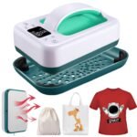 Heat Press Machine for T Shirts – 7″ x 5″ Portable Mini Heat Press Fast Even Heat for HTV Vinyl Hats Bags Easy Press Machine for Heat Transfer Projects with Insulated Base Auto Shut Off (Green)