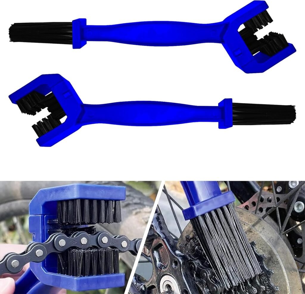 2PCS Motorcycle Chain Brush Cleaning kit Motorcycle Chain Washer Cleaner, Double-Ended Chain Gear Dirt Clean Brushes Tool for Mountain Bike Heavy Duty Motorcycle Accessories(Blue)