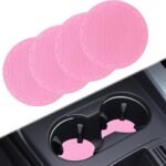 4PCS Car Cup Holder – Universal Anti Slip Shockproof Embedded in Ornaments Coaster – 2.75 inch Car Interior Accessories Universal Accessories Gifts (Pink)