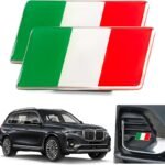 2PCS Italy Flag Car Emblem Set – Tri-Color Aluminum Auto Badge for Car, SUV, Truck Grille, Bumper, Fender, Automotive Exterior Decorative Accessories