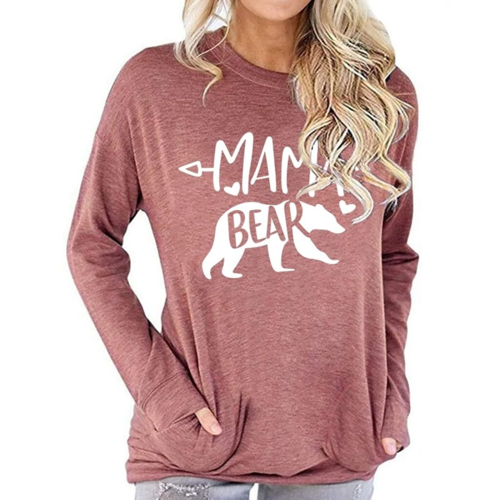 Pocket Sweatshirt, Comfortable Casual Machine Washable Long Sleeve T-Shirt for Home for Dating for Girls (M) Brick Red