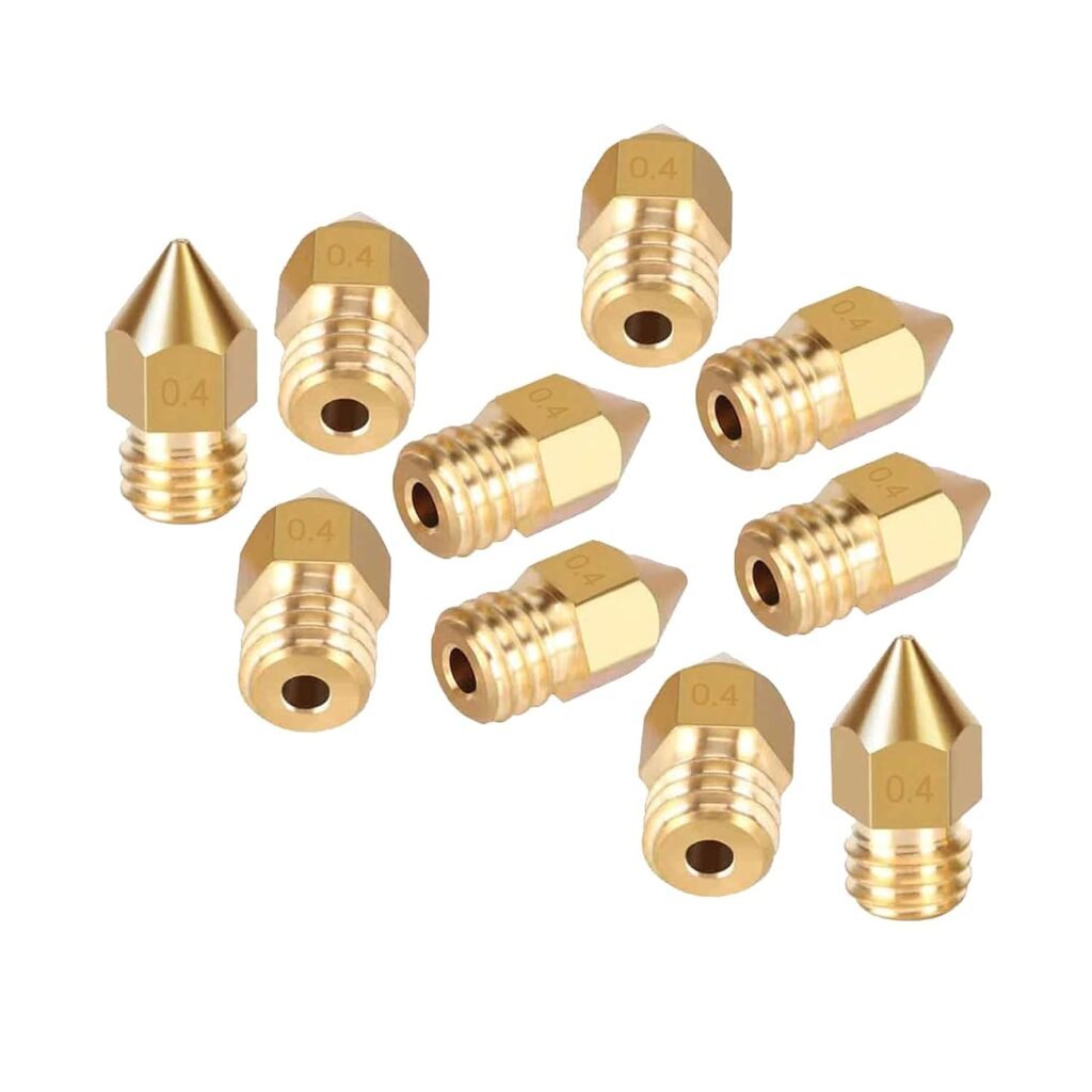 TESSERACT 0.4mm Extruder Nozzle For 3D Printer | MK8 Brass Nozzle for 3D Printing | Made in India Compatible With AnetA8 Makerbot MK8 Creality CR-10 S4 S5 Ender 3 3Pro 5 (Quantity-10 Nozzle MK8 0.4mm)