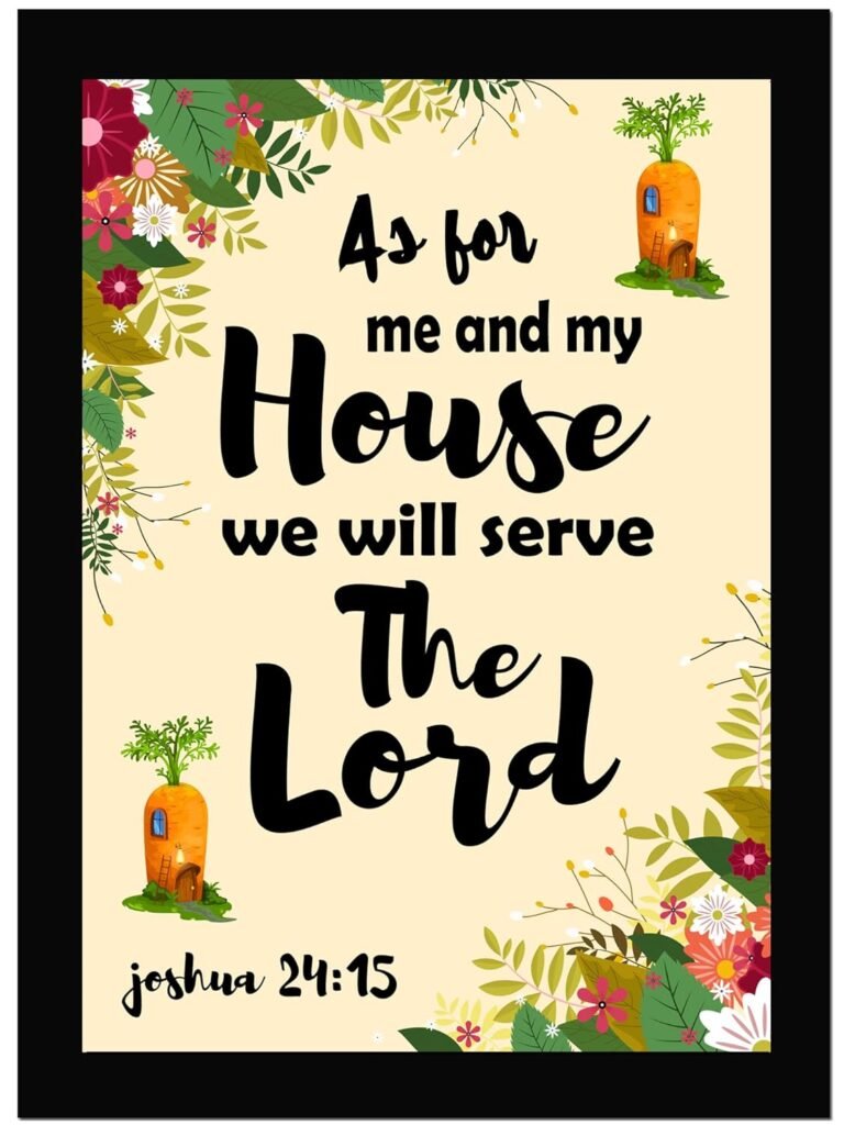 AR Creative As For Me And My – Bible Verse Wall Photo Framed Wall Poster, Bible Quotes Print with Frame, Home, Office Decor, Bible Quotes Poster (13.6 inch x 10.2 inch)