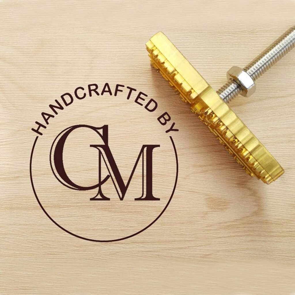 Custom Logo Wood Branding Iron,Durable Leather Branding Iron Stamp,BBQ Heat Stamp Including The Handle (2″x2″)