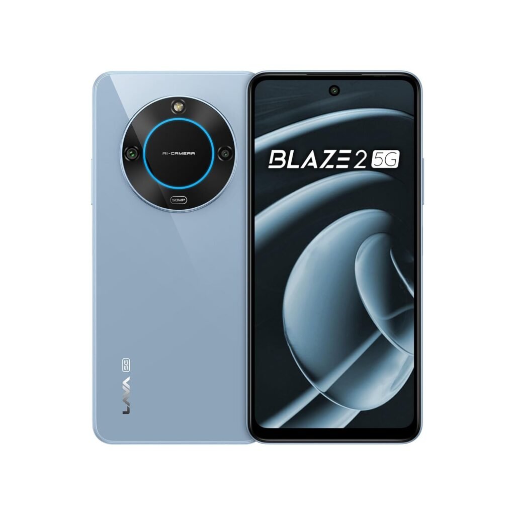 Lava Blaze 2 5G (Glass Blue, 6GB RAM, 128GB Storage)| Stunning Ring Light| 50 MP AI Camera |5000 mAh Battery| Upto 12 GB Expandable RAM