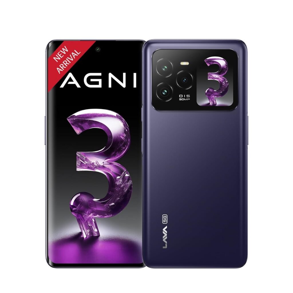 Lava Agni 3 5G (Heather Glass, 8GB+128GB) | India’s 1st Dual AMOLED | Dimensity 7300X | 50MP Triple AI Camera | 66W Fast Charge,5000 mAh Battery | Clean UI | Free Replacement @ Home | Without Charger