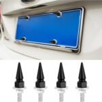 4PCS Spikes License Plate Screws for Car,Personalized License Plate Bolts and Nuts as Car Decor,Universal Licence Plate Screw Set Car Accessories Fit for Cars Motorcycles SUVs (Black)