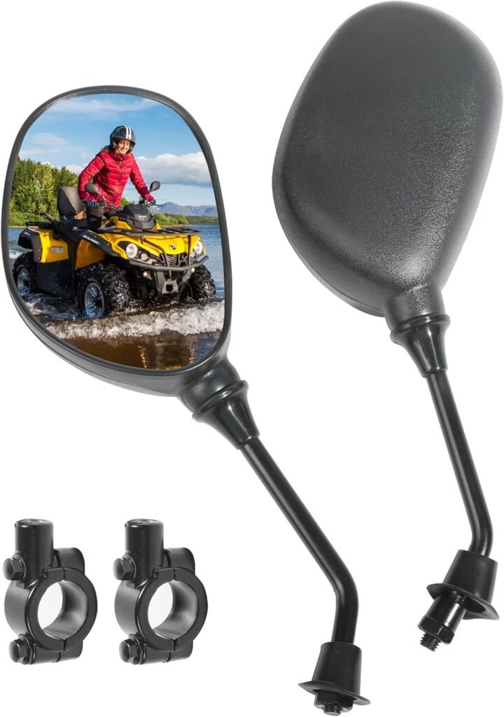 RACOONA ATV Mirrors,Motorcycle Mirror,ATV Rear View Mirror,Car Accessories 360 Degrees Ball-Type ATV Side Rear View Mirror with 7/8″ Handle Bar Mount Clamp,Fit for Scooter Moped Polaris Dirt Bikes