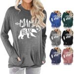 Pocket Sweatshirt, Comfortable Casual Machine Washable Long Sleeve T-Shirt for Home for Dating for Girls (S) Light Grey