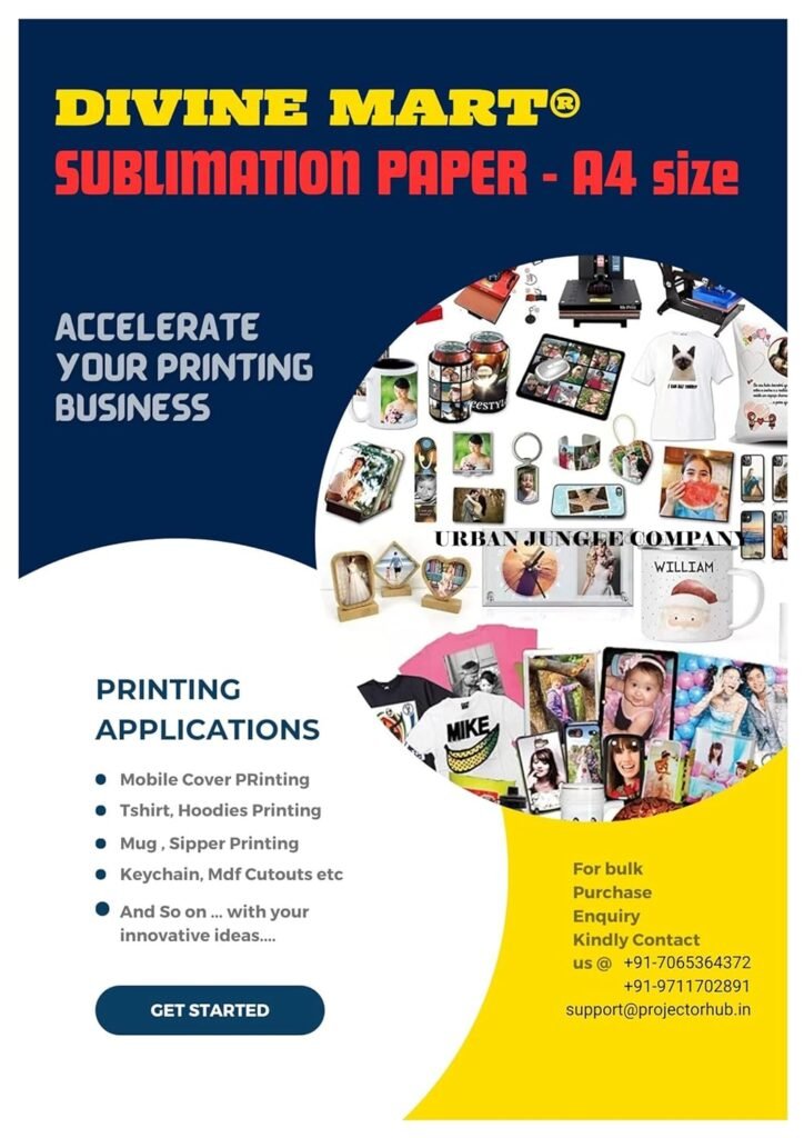 Divine Mart A4 Heat Transfer Printing Paper Sublimation Paper by Mittal Traders (Pack of 1 with 200 Sheets Each ) (120 GMS) White