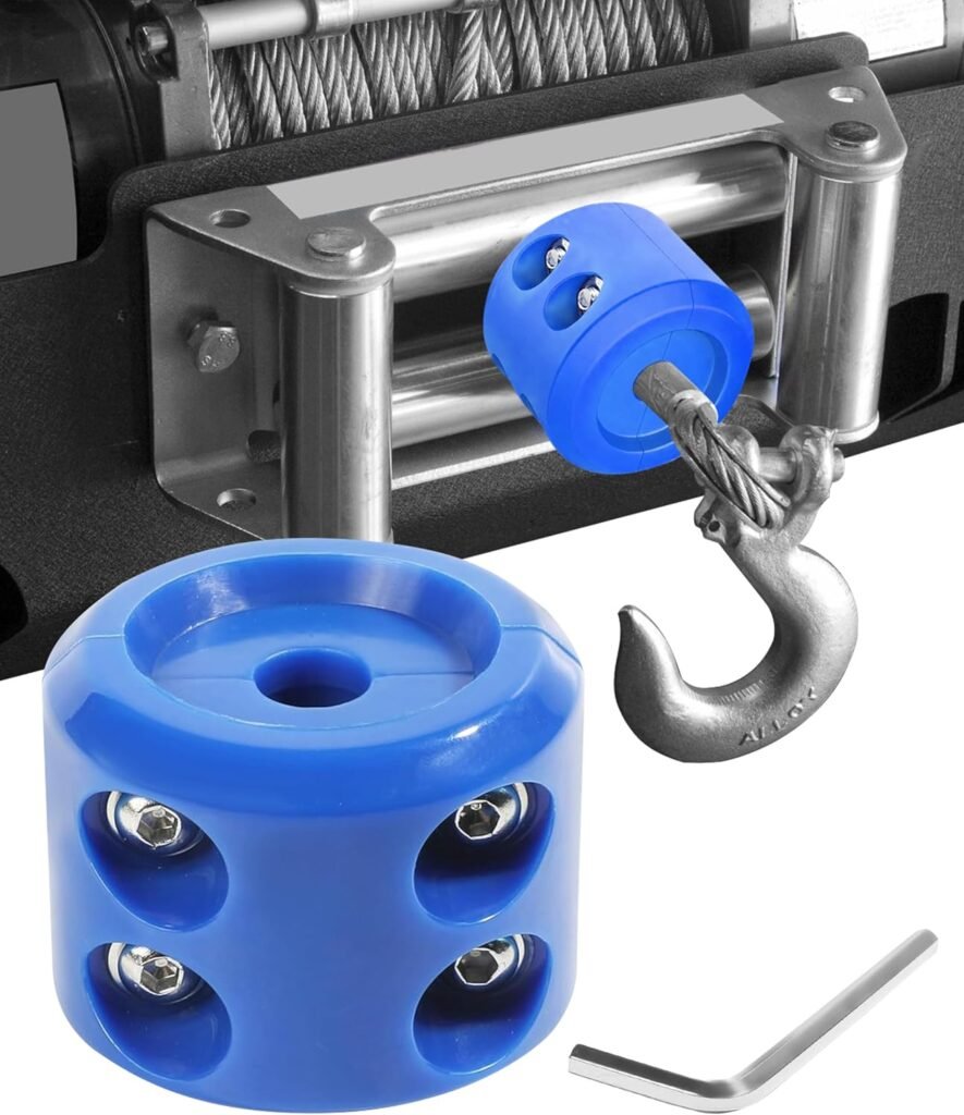 Winch Stopper,Car Accessories Winch Cable Stopper,Rubber Winch Stopper for Cable,Winch Cable Hook Rubber Stopper with Stainless Steel Screws and Nuts,Winch Cable Hook Stopper for ATV UTV (Blue)