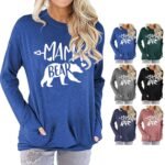 Pocket Sweatshirt, Comfortable Casual Machine Washable Long Sleeve T-Shirt for Home for Dating for Girls (XXL) Blue