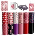 Valentine Transfer Sheets, 12 Pcs 4.5″x 12″ Pre-Printed Sublimation Paper for DIY Heat Press Mug, T- Shirts, Coasters