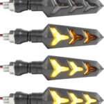 RACOONA 4PCS Motorcycle Turn Signals,Motorcycle Blinkers,Car Accessories Motorcycle Indicators Flowing Turn Signal Lights,Y Shape 12V 12 LED Bulbs Daytime Running Lights for Motorbike Scooter Off Road