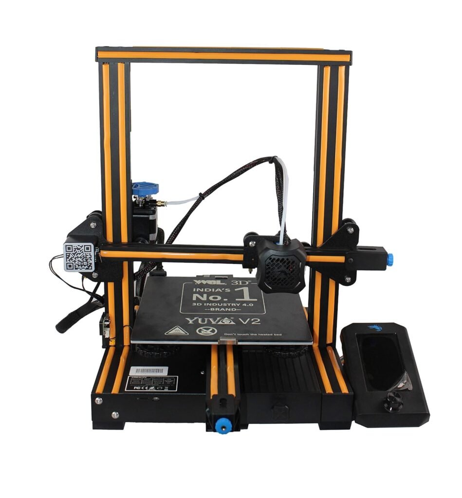 WOL 3D UPGRADED Creality Ender 3 V2 Model 2023 With Orange strip, Upgraded 3D Printer with Silent Motherboard, Power Supply, Tempered Carborundum Glass Plate and Resume Printing Function 220x220x250mm