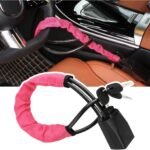 1PC Car Steering Wheel Lock,Steering Wheel Lock Anti-Theft Device with 3PCS Keys,Universal Anti Theft Car Device Car Interior Accessories for Most Cars Trucks SUVs (Rose Pink)