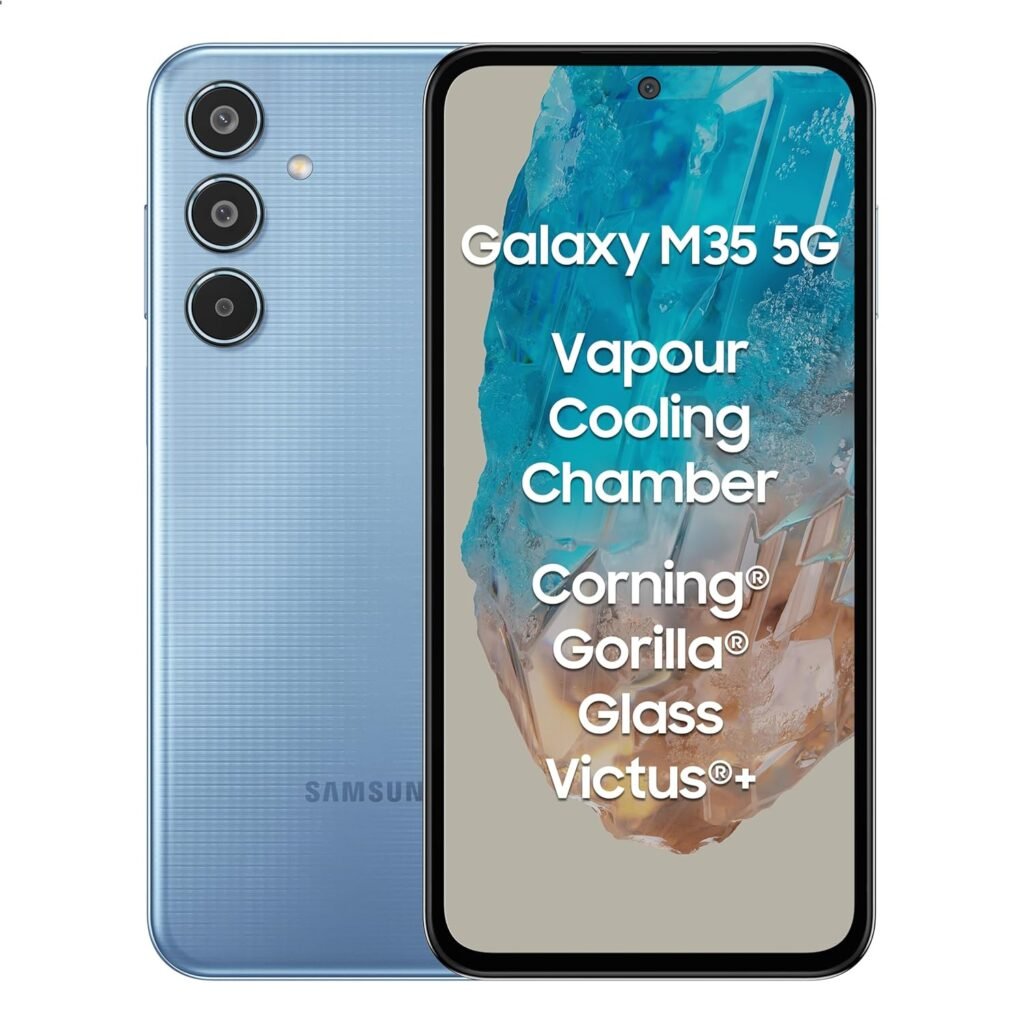 Samsung Galaxy M35 5G (Daybreak Blue,8GB RAM,128GB Storage)| Corning Gorilla Glass Victus+| AnTuTu Score 595K+ | Vapour Cooling Chamber | 6000mAh Battery | 120Hz Super AMOLED Display| Without Charger