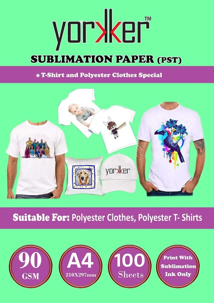 Yorkker Sublimation Paper PST Special for Polyster Clothes and T-shirts A4 X 100 sheets X 1 packet |Special for Heat Transfer Printing| Use With Sublimation Ink Only