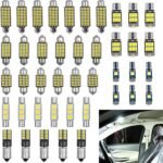 42 PCS Interior Car LED Dome Light Kit, Trunk Door Courtesy License Plate Light, white Super Bright White Dome Map Tail Cab Lights Bulb Kit Set, Car Dome Map Dash Door Trunk Indicator Light