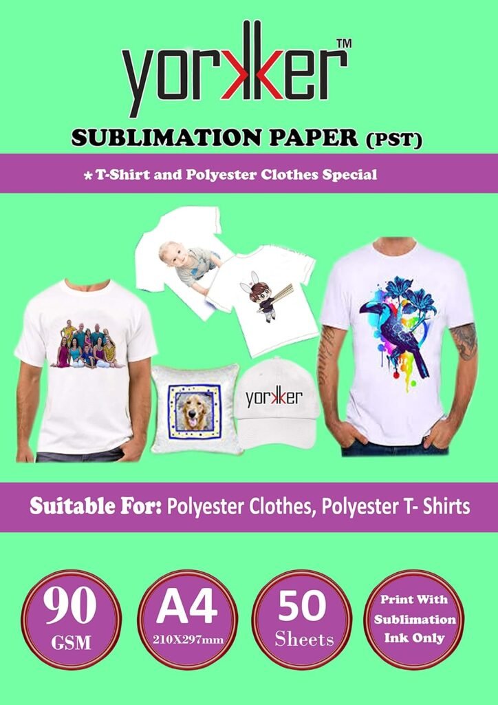 Yorkker Sublimation Paper PST Special for Polyster Clothes and T-shirts A4 X 50 sheets X 1 packet Special for Heat Transfer Printing| Use With Sublimation Ink Only