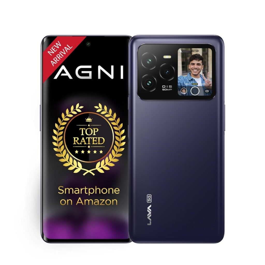 Lava Agni 3 5G (Heather Glass, 8GB+128GB) | India’s 1st Dual AMOLED | Dimensity 7300X | 50MP Triple AI Camera | 66W Fast Charge,5000 mAh Battery | Clean UI | Free Replacement @ Home | with Charger