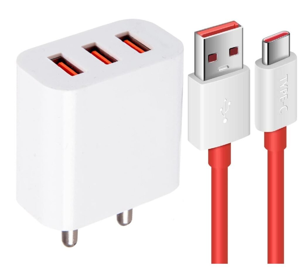 48W Ultra Fast Type-C Charger for Huawei MatePad Pro 11 (2024) Original Mobile Wall Charger Smartphone Hi Speed Fast Type-C Triple Port Charger with 1.2m Type C Red Cable (White, ST.X)