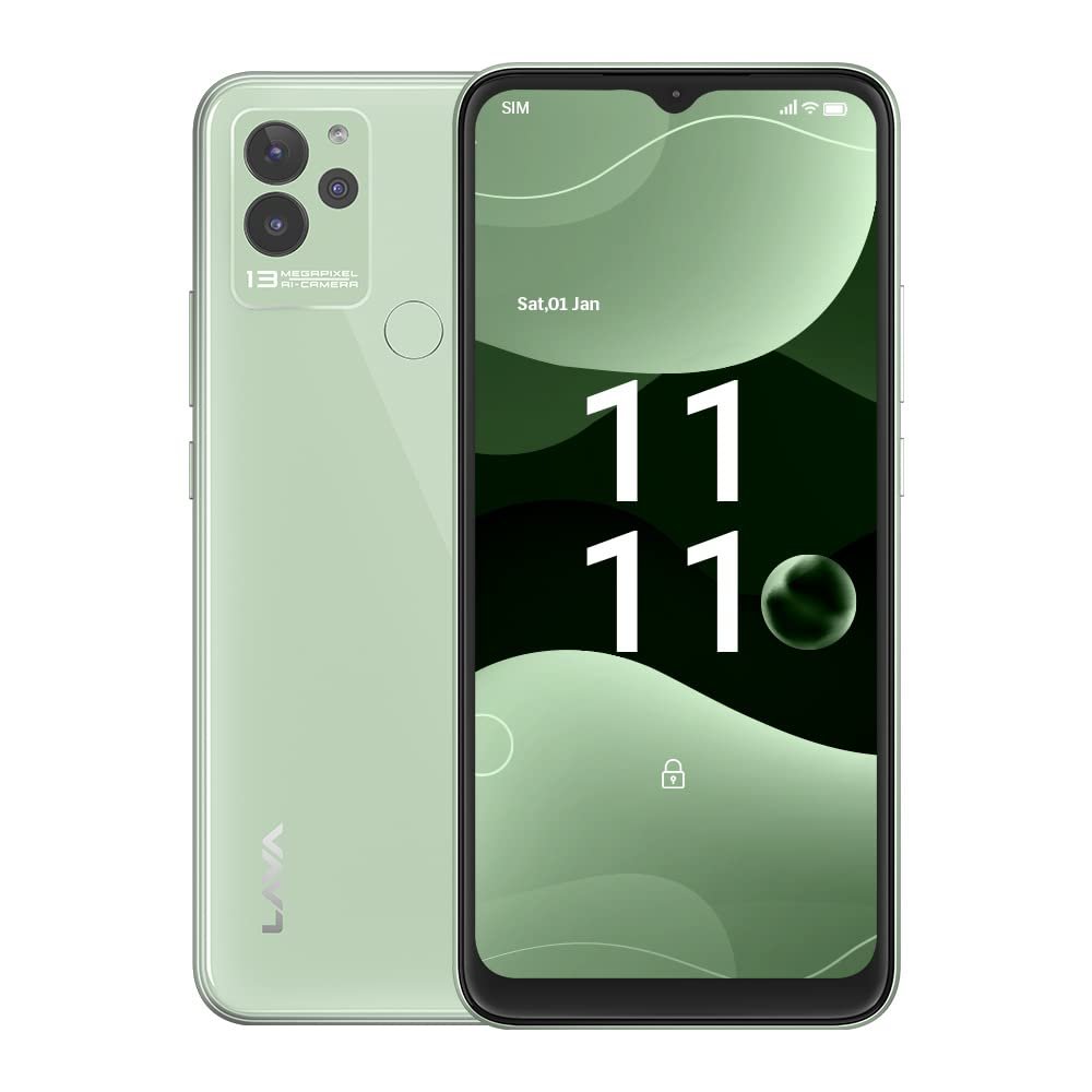 Lava Blaze NXT(Glass Green, 4GB RAM, 64GB Storage)| 2.3 Ghz Octa Core MTK Helio G37| 13 MP AI Triple Camera |Fingerprint Sensor| 5000 mAh Battery| Upto 7GB Expandable RAM