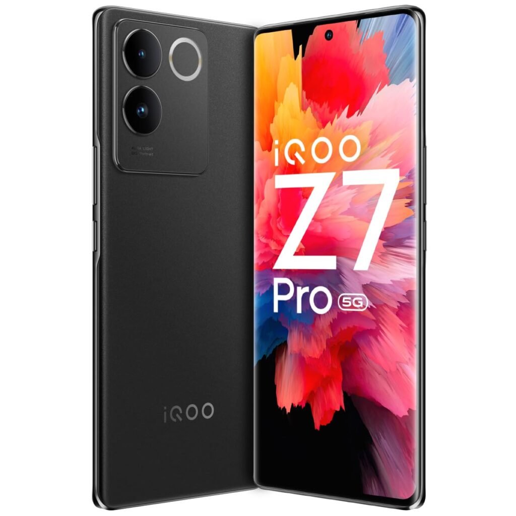 iQOO Z7 Pro 5G (Graphite Matte, 8GB RAM, 128GB Storage) | 3D Curved AMOLED Display | 4nm MediaTek Dimesity 7200 5G Processor | 64MP Aura Light OIS Camera | Segment’s Slimmest & Lightest Smartphone