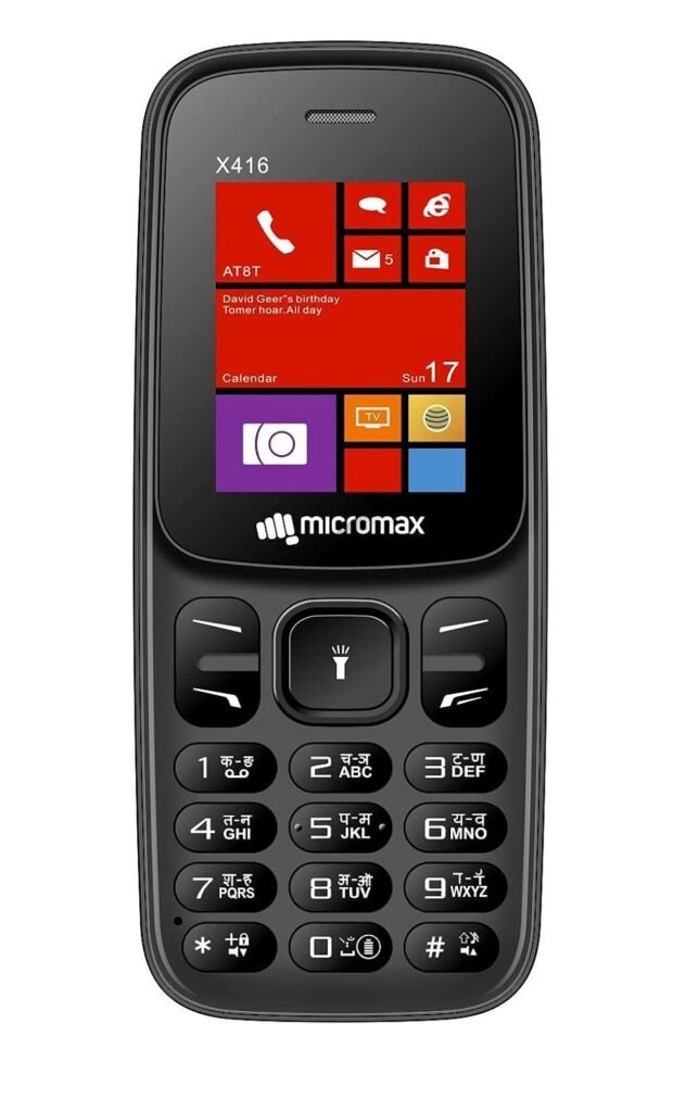 Micromax All-New X416 keypad Mobile with 1.8″ Screen|Auto Call Recording | Power Saving Mode| Bright Torch | Expandable Storage Upto 16GB | Wireless FM | Black & Blue