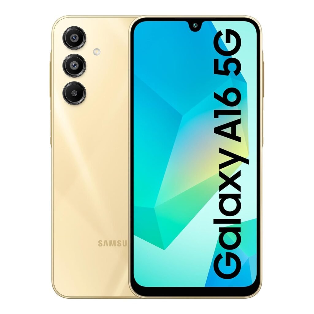 Samsung Galaxy A16 5G (Gold, 8GB RAM, 128GB Storage) | Super AMOLED | 50MP Triple Camera with Ultra Wide Lens | 6 OS & 6 Years Security Updates | IP54 | Tap & Pay | 5000mAh