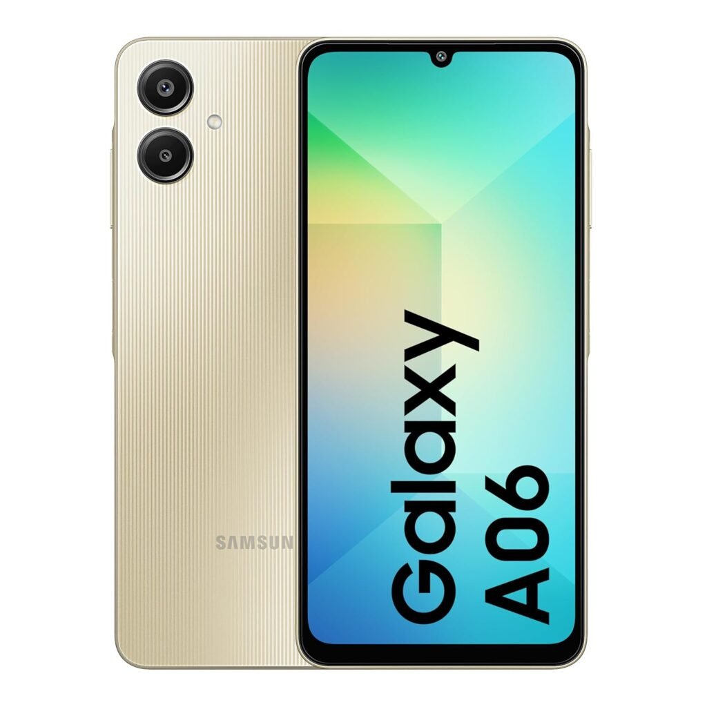 Samsung Galaxy A06 (Gold, 4GB RAM, 128GB Storage)| 50 MP Main Camera| Upto 8GB RAM with RAM Plus| MediaTek Helio G85| 5000 mAh Battery Knox Vault: Security & Privacy| Fingerprint Sensor