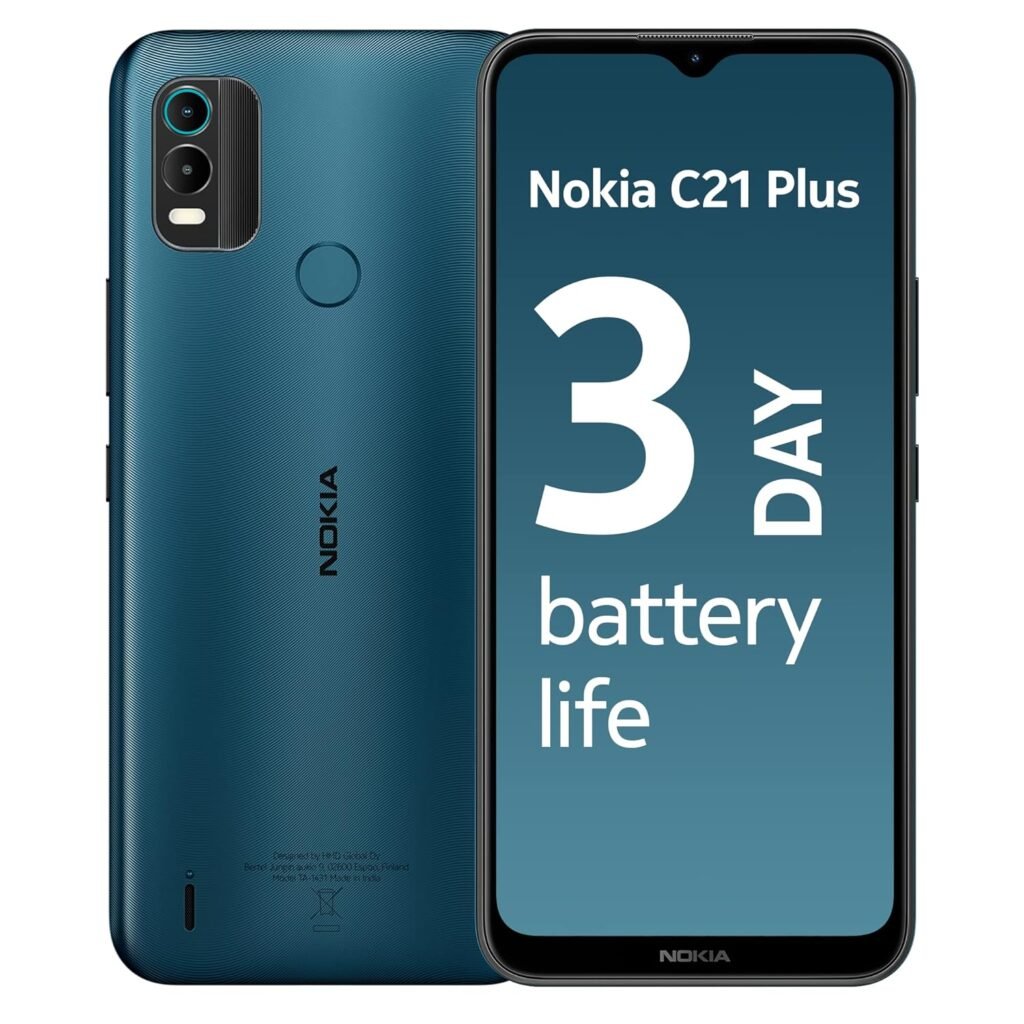 Nokia C21 Plus Android Smartphone, Dual SIM, 3-Day Battery Life, 3GB RAM + 32GB Storage, 13MP Dual Camera with HDR | Dark Cyan