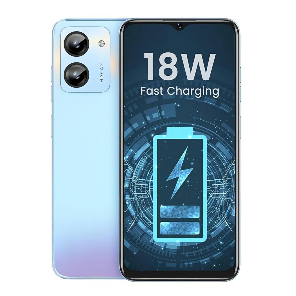 Lava O1 (Prism Blue, 4GB RAM, 64GB Storage) | 18W Fast Charging | Octa Core Unisoc T606 | 13 MP AI Dual Camera & 5MP Front | 5000 mAh Battery | Upto 7GB Expandable RAM | Side Fingerprint Sensor